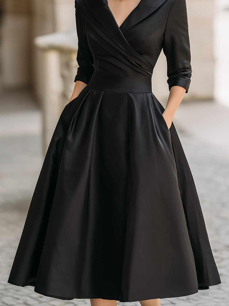 Dharmay | Elegantes Langarm-Midikleid