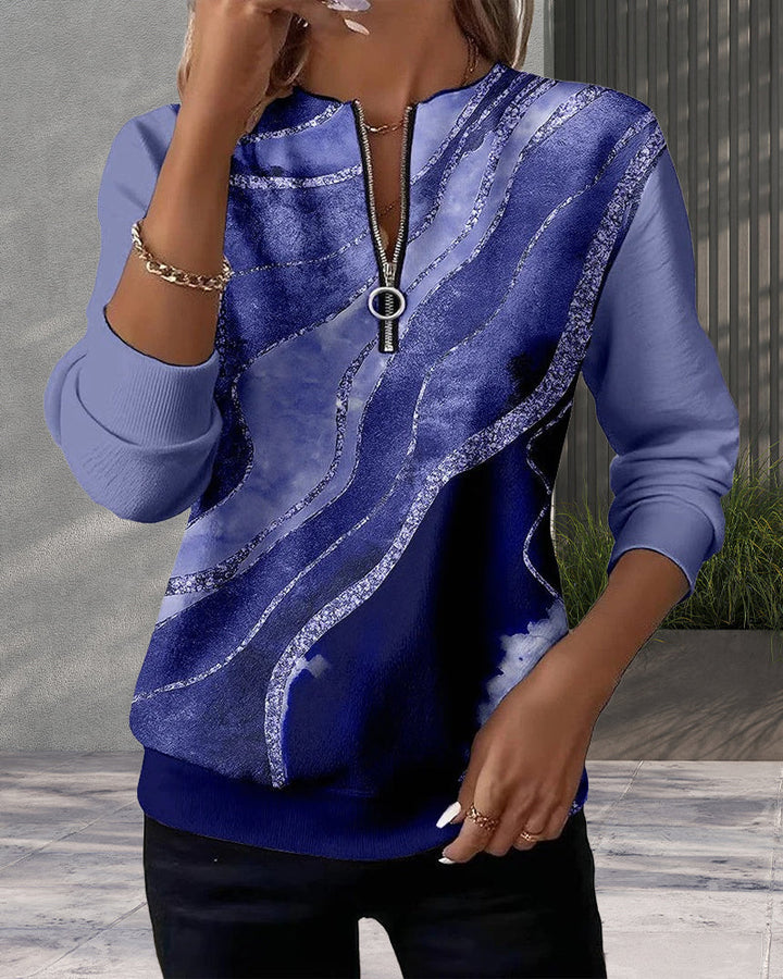 Lannie | Langarm-Oberteil mit Viertel-Reißverschluss