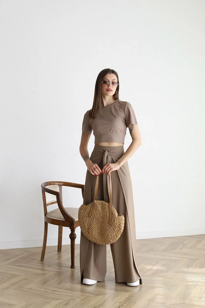 Stella | Weite Leinenhosen mit Spitze