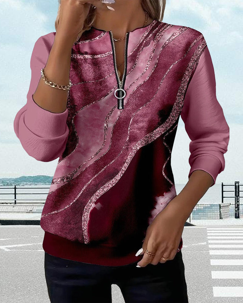 Lannie | Langarm-Oberteil mit Viertel-Reißverschluss