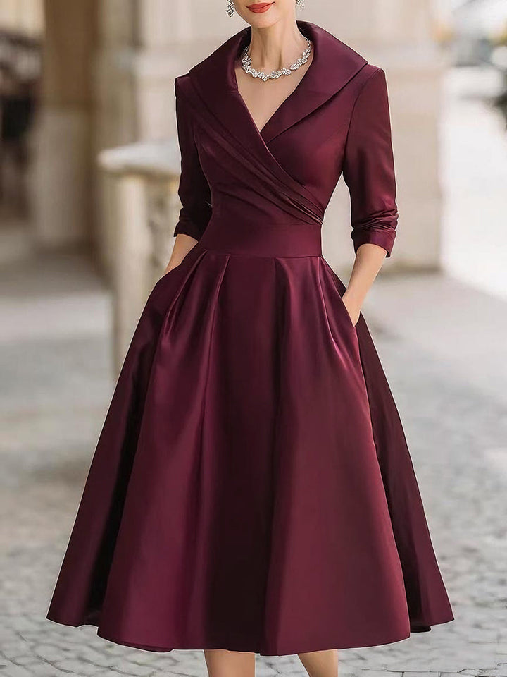 Dharmay | Elegantes Langarm-Midikleid