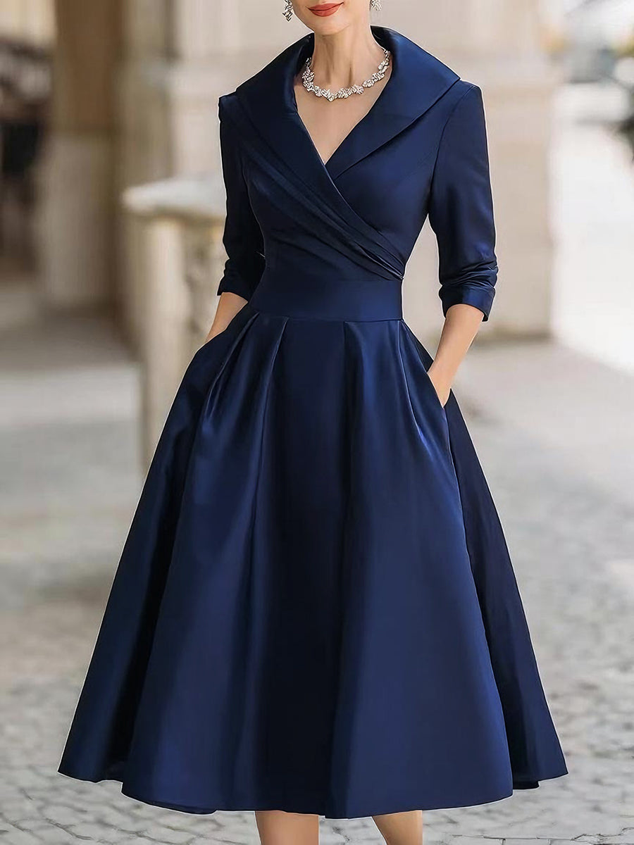 Dharmay | Elegantes Langarm-Midikleid