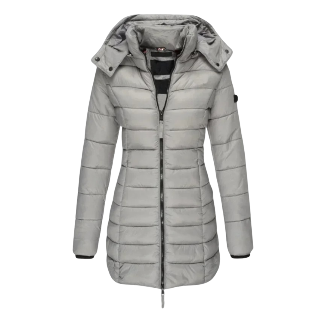 Janet | Lange Slim Fit Pufferjacke