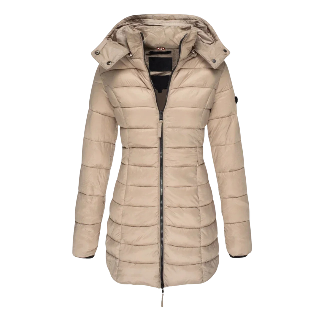 Janet | Lange Slim Fit Pufferjacke