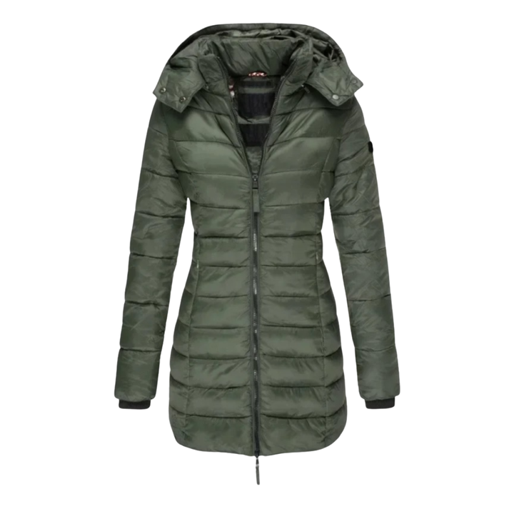 Janet | Lange Slim Fit Pufferjacke