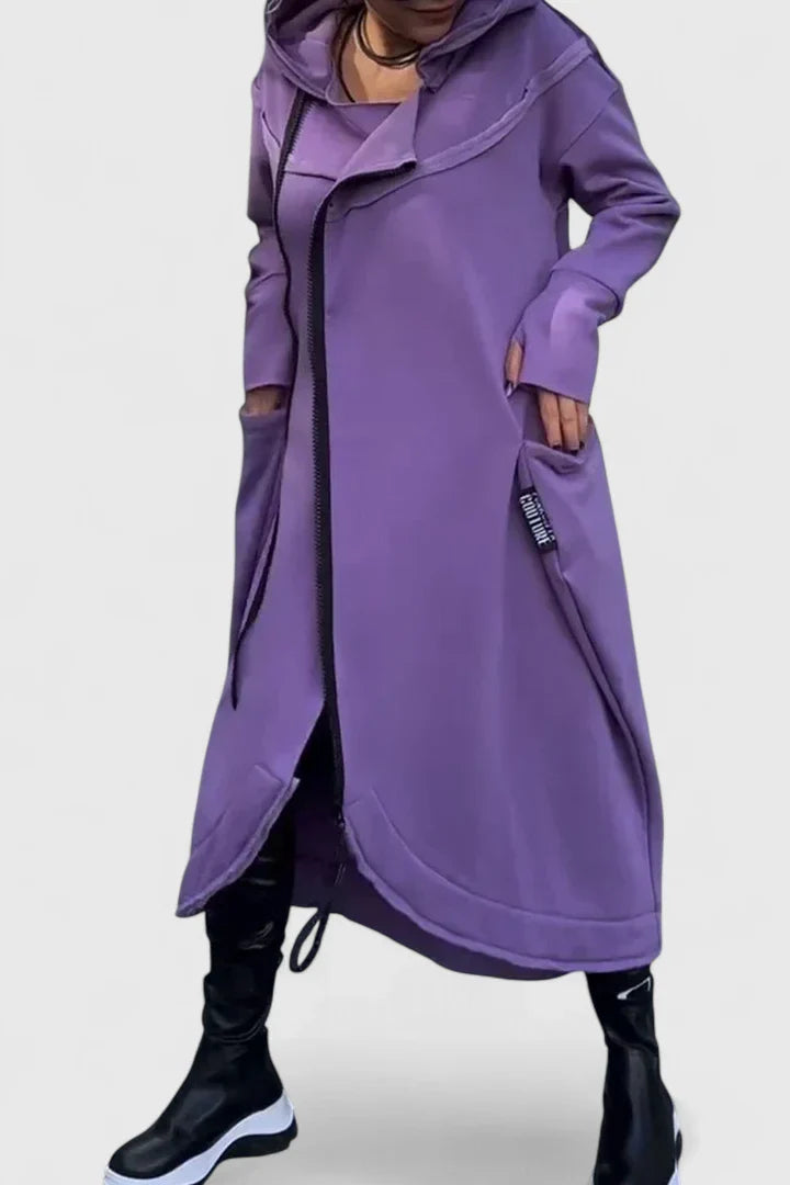 Jessamine | Seitlicher Reißverschluss Kapuzen-Cardigan