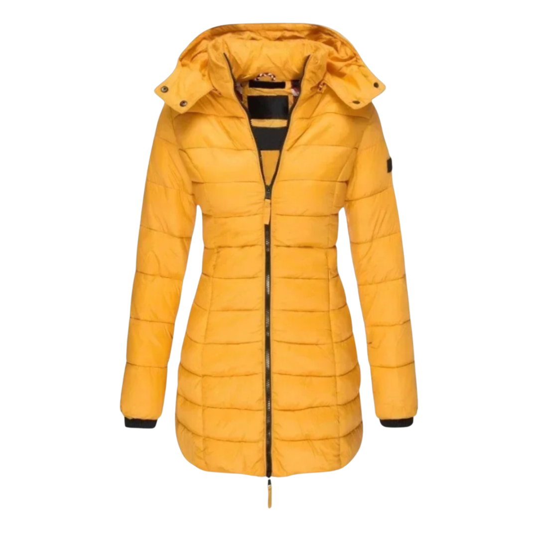 Janet | Lange Slim Fit Pufferjacke