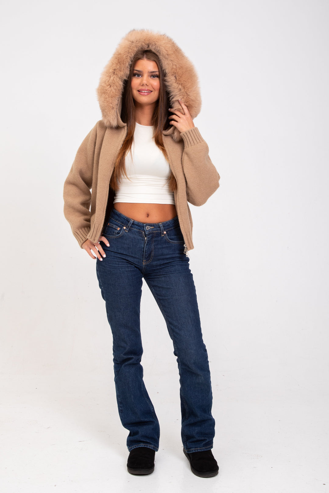 Alicia | Jacke mit Fellkapuze