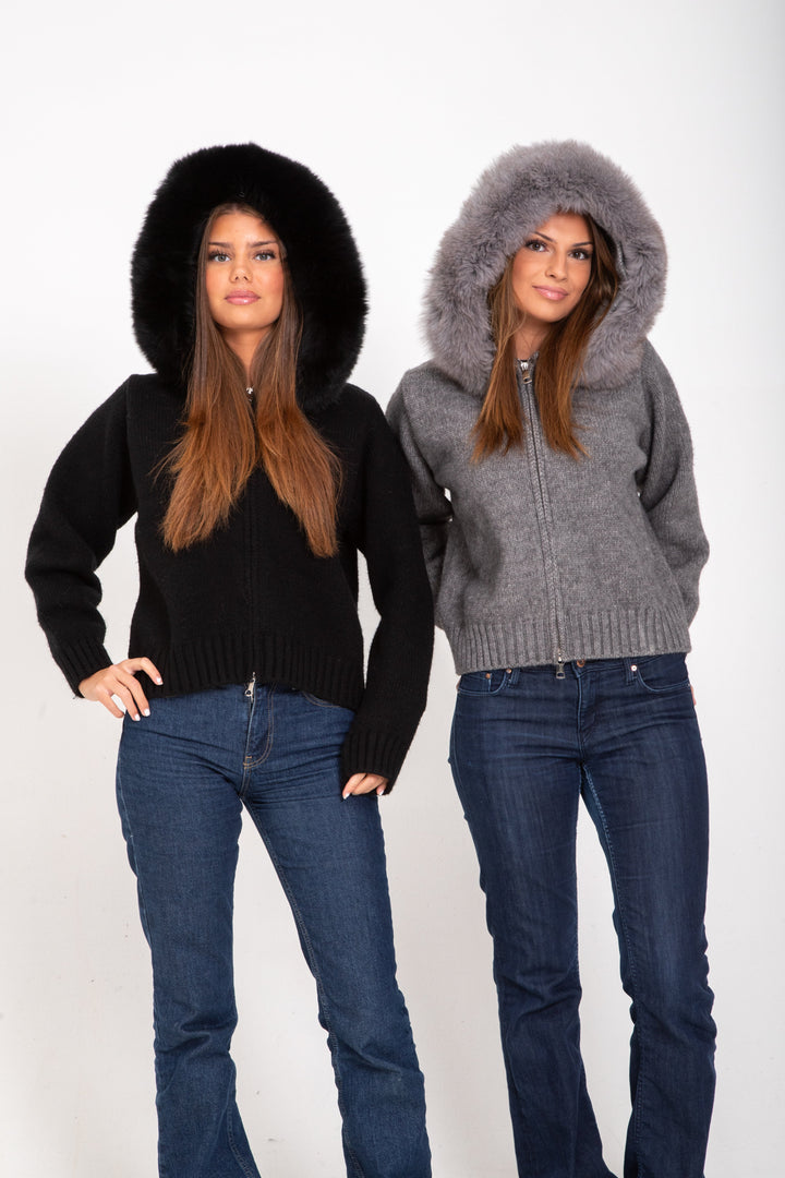 Alicia | Jacke mit Fellkapuze