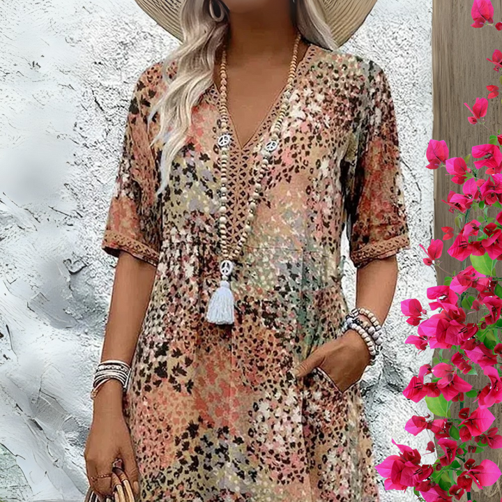 Donalyn | Vintage V-Ausschnitt Kleid