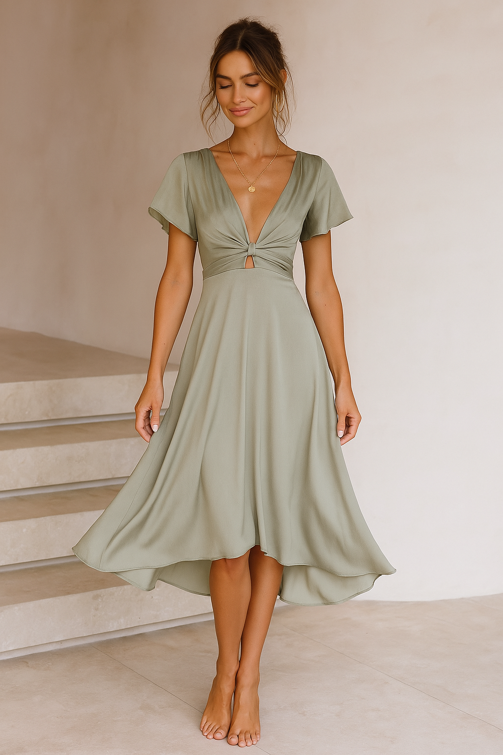 Janina | Midikleid mit Knotendetail