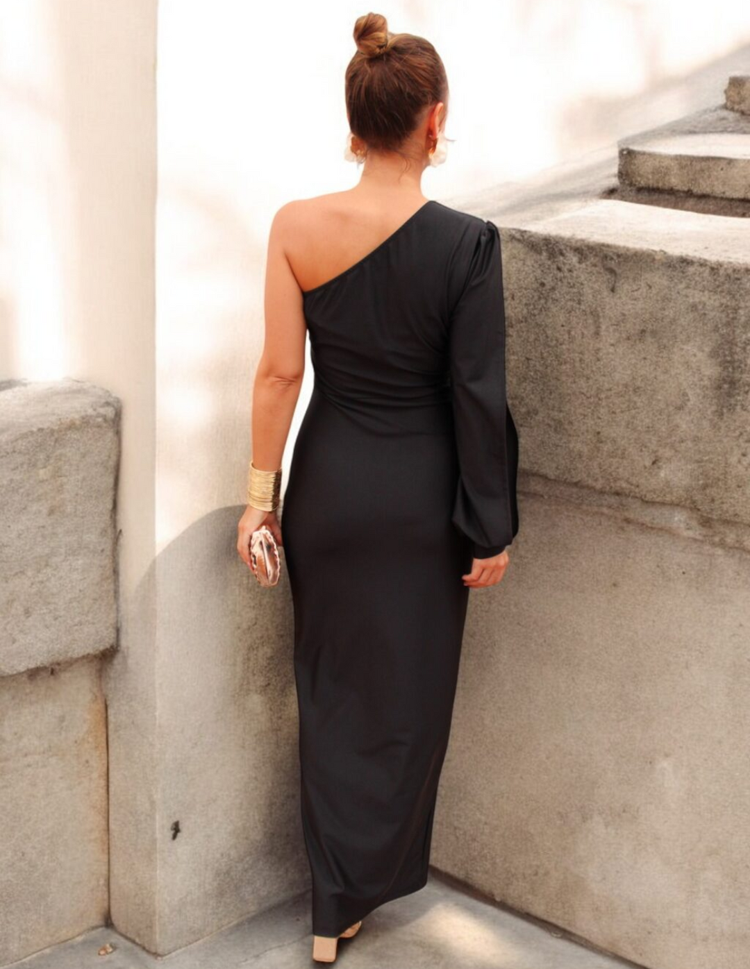 Leonora | One-Shoulder Kleid mit Drapierung & Knoten