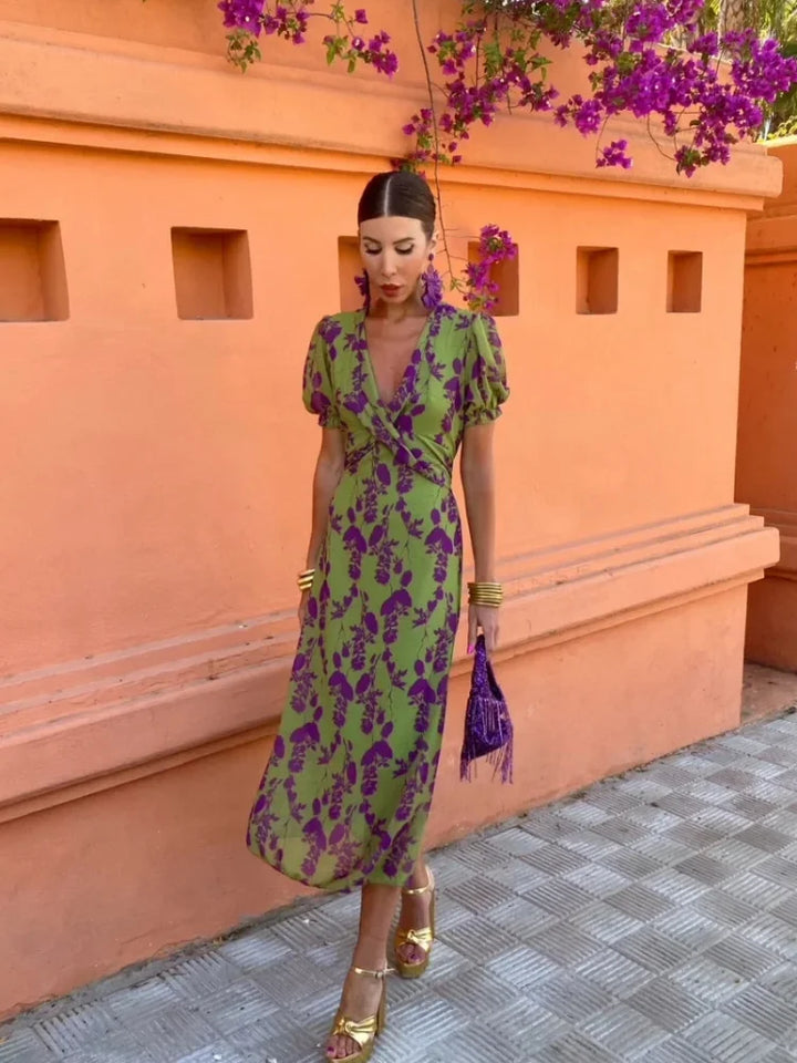 Ilona | Vintage Twist-Print Midi-Kleid