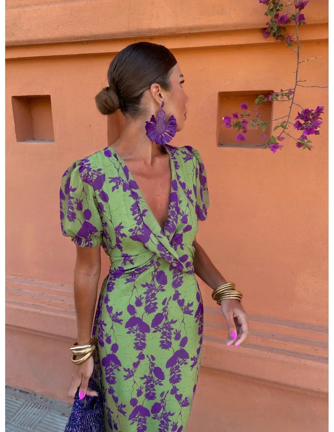 Ilona | Vintage Twist-Print Midi-Kleid