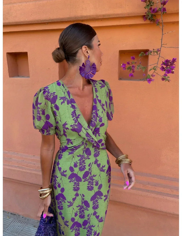 Ilona | Vintage Twist-Print Midi-Kleid