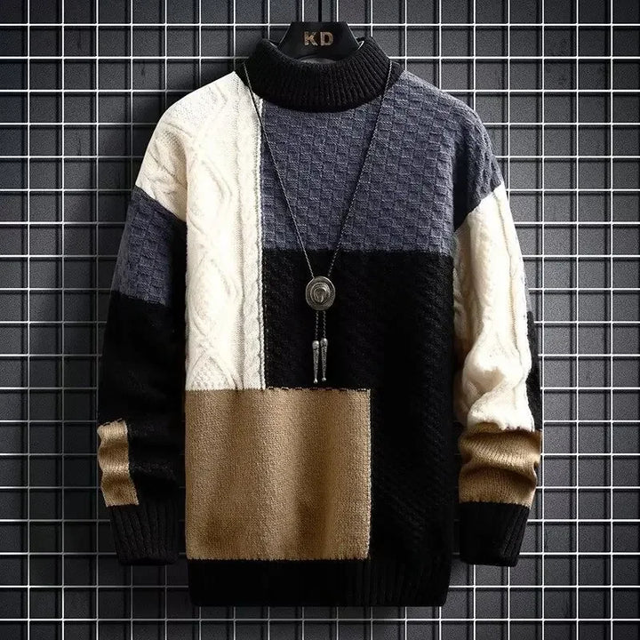 Erjean | Pullover mit Rundhalsausschnitt und Patchworkmuster