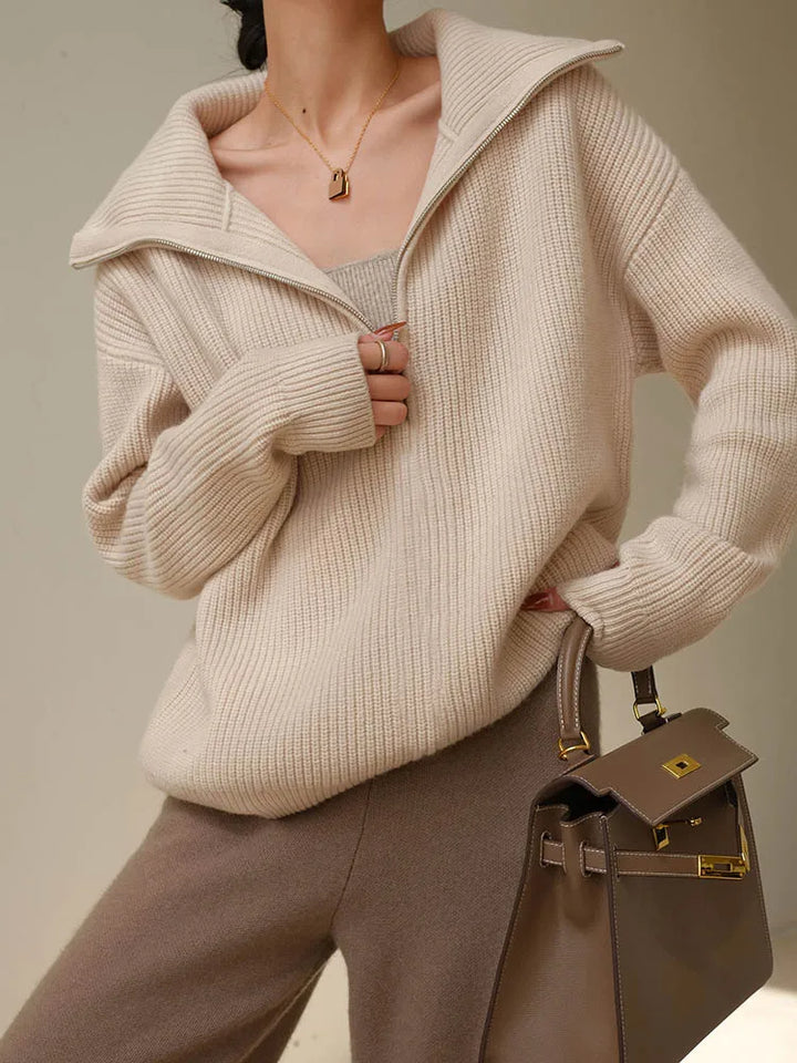 Karen | Pullover mit Kragen und Reißverschluss