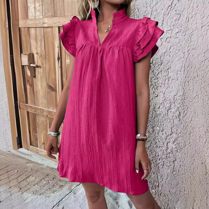 Celeste™ - Layered Ruffle Unifarbenes Damenkleid