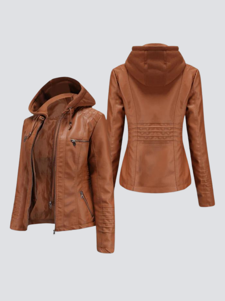 Coleen | Vegane Lederjacke mit Kapuze