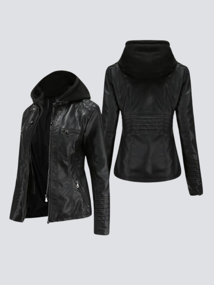 Coleen | Vegane Lederjacke mit Kapuze