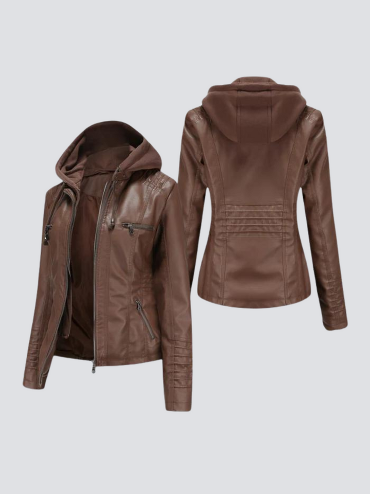Coleen | Vegane Lederjacke mit Kapuze