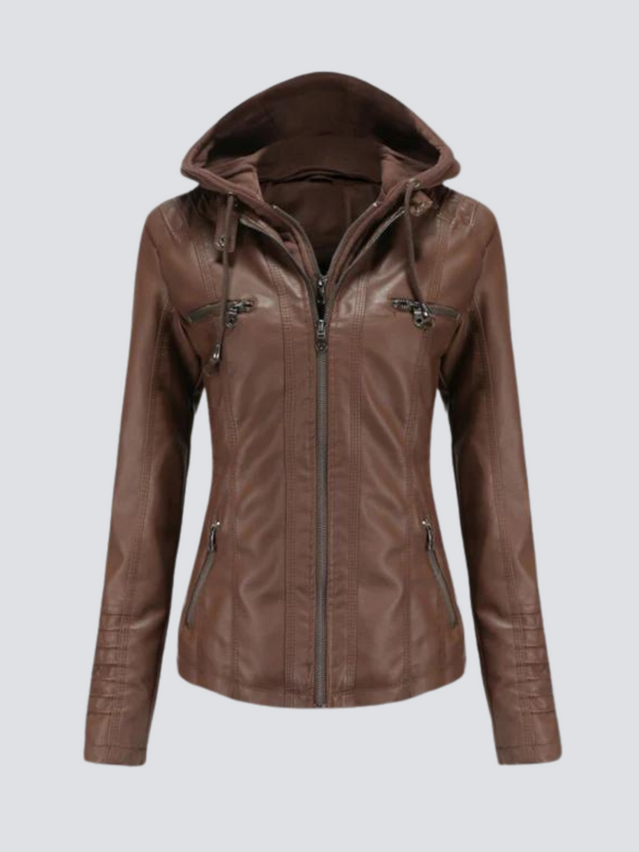 Coleen | Vegane Lederjacke mit Kapuze