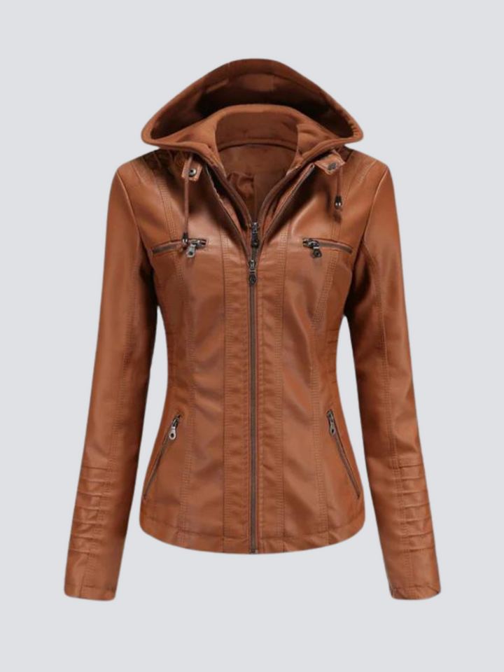 Coleen | Vegane Lederjacke mit Kapuze