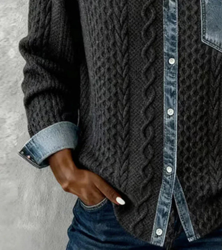 Riza | Strickjacke zum Knöpfen mit Zopfmuster