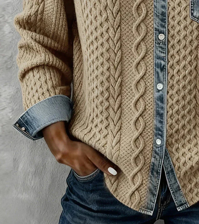 Riza | Strickjacke zum Knöpfen mit Zopfmuster