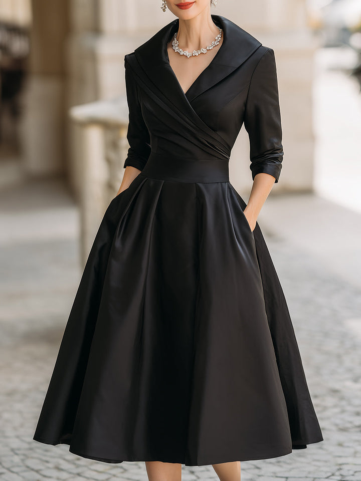 Dharmay | Elegantes Langarm-Midikleid