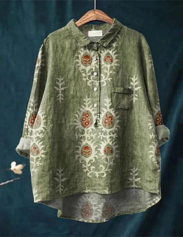 Annette | Hemd im Vintage-Retro-Stil mit Blumen-Kunstdruck