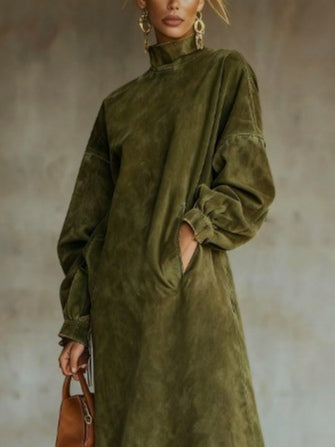 Myla | Hochgeschlossenes Midi-Kleid mit Fransen