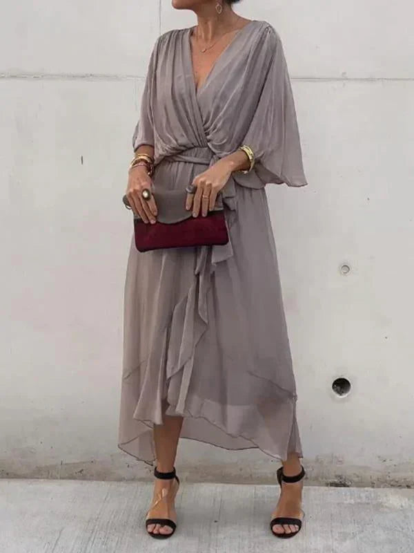 Renate | Chiffon-Midikleid mit Wickeloptik