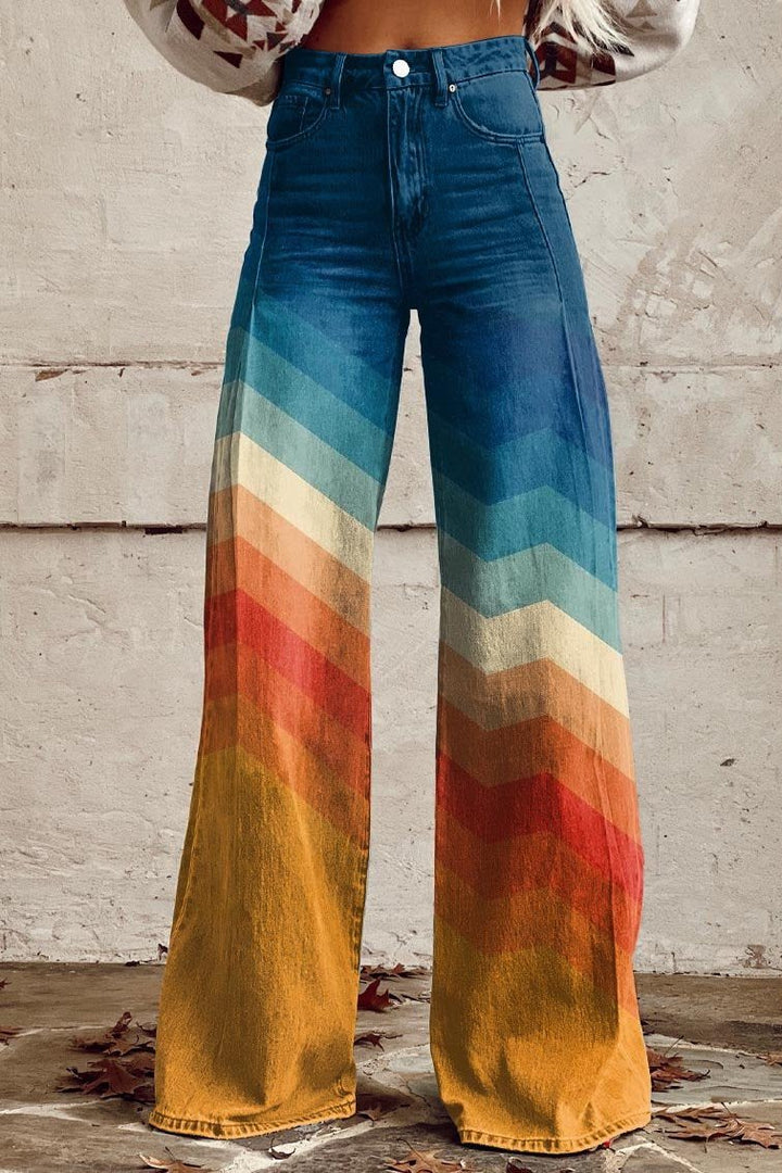 Roxanna | Mehrfarbige Weite Bein Hose