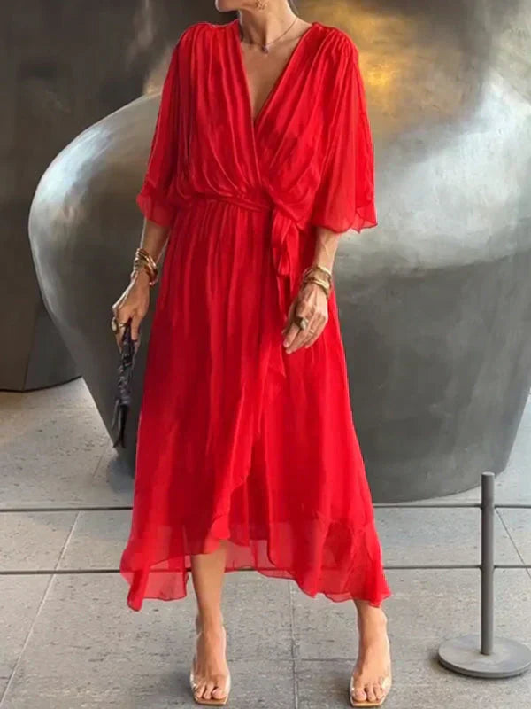 Renate | Chiffon-Midikleid mit Wickeloptik
