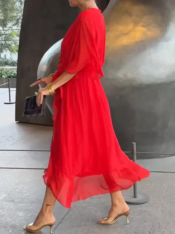 Renate | Chiffon-Midikleid mit Wickeloptik