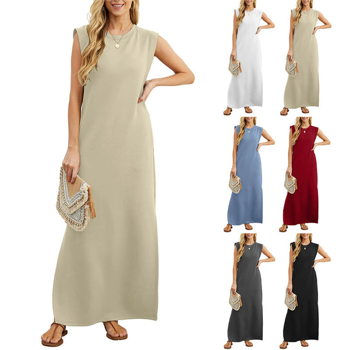 Sabine | Ärmelloses Maxikleid mit O-Ausschnitt