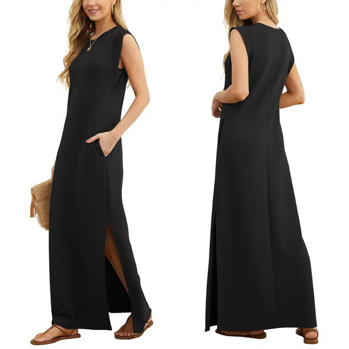 Sabine | Ärmelloses Maxikleid mit O-Ausschnitt