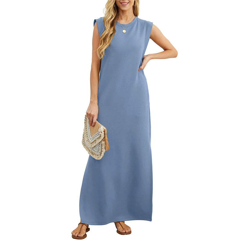 Sabine | Ärmelloses Maxikleid mit O-Ausschnitt