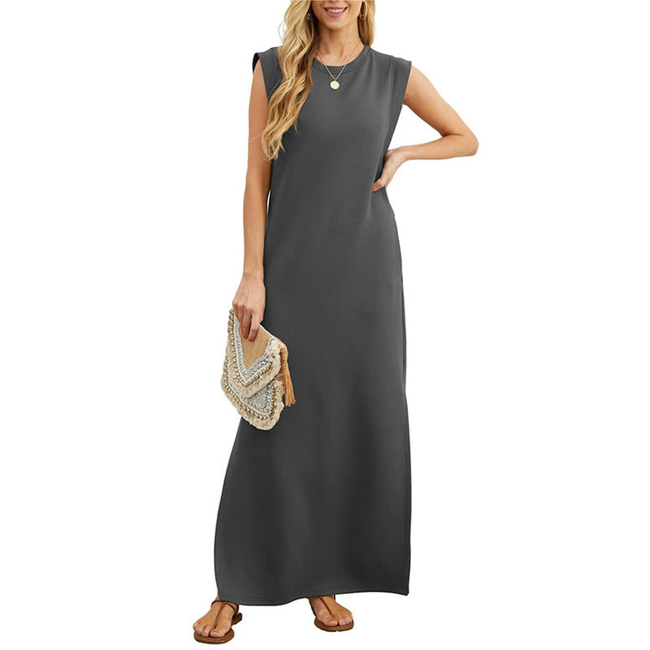 Sabine | Ärmelloses Maxikleid mit O-Ausschnitt