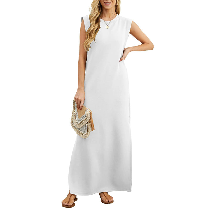 Sabine | Ärmelloses Maxikleid mit O-Ausschnitt
