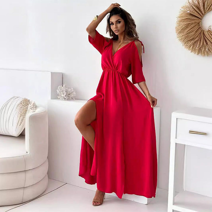 Viktoria | Schulterfreies Fließendes Maxikleid