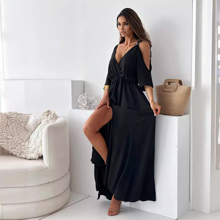 Viktoria | Schulterfreies Fließendes Maxikleid