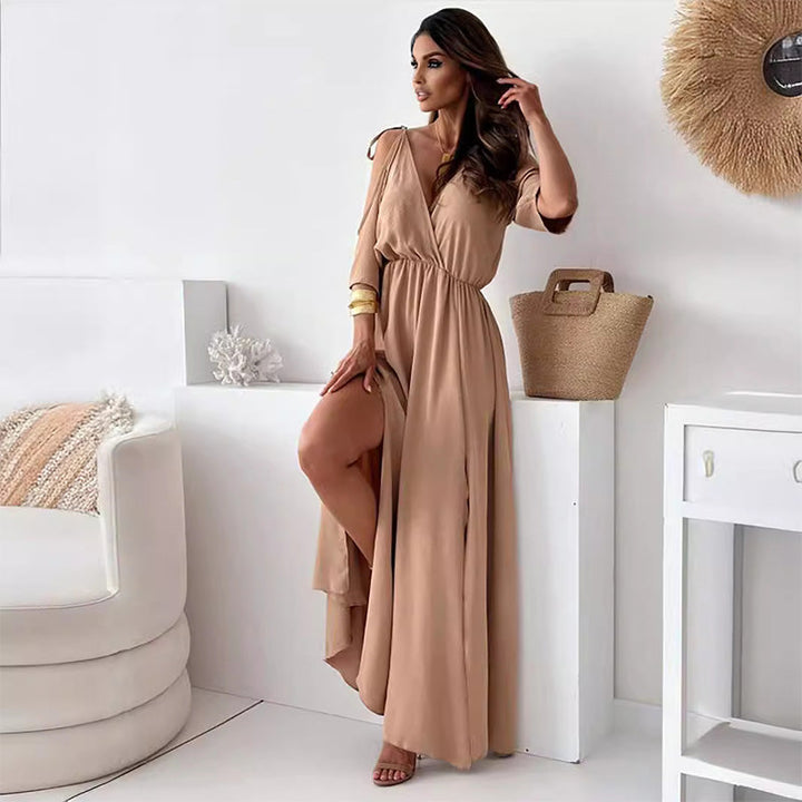 Viktoria | Schulterfreies Fließendes Maxikleid
