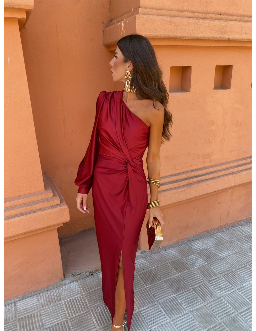 Leonora | One-Shoulder Kleid mit Drapierung & Knoten