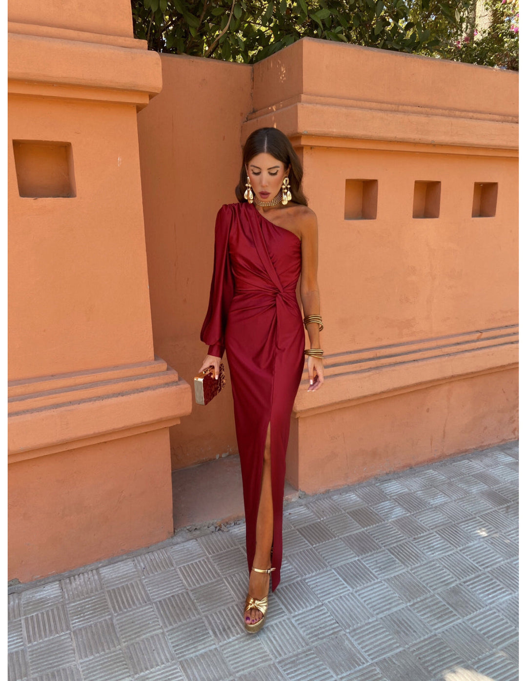 Leonora | One-Shoulder Kleid mit Drapierung & Knoten