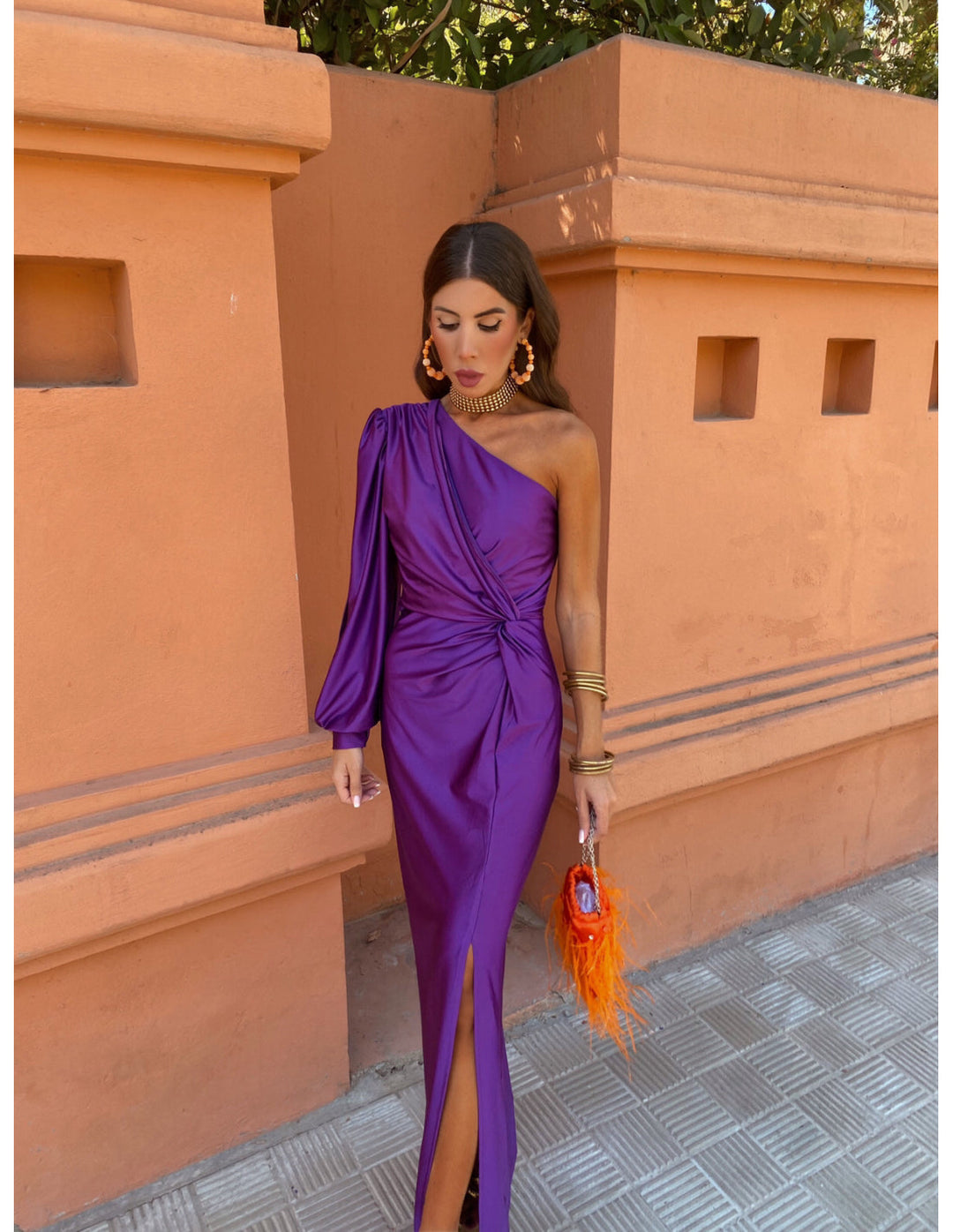 Leonora | One-Shoulder Kleid mit Drapierung & Knoten