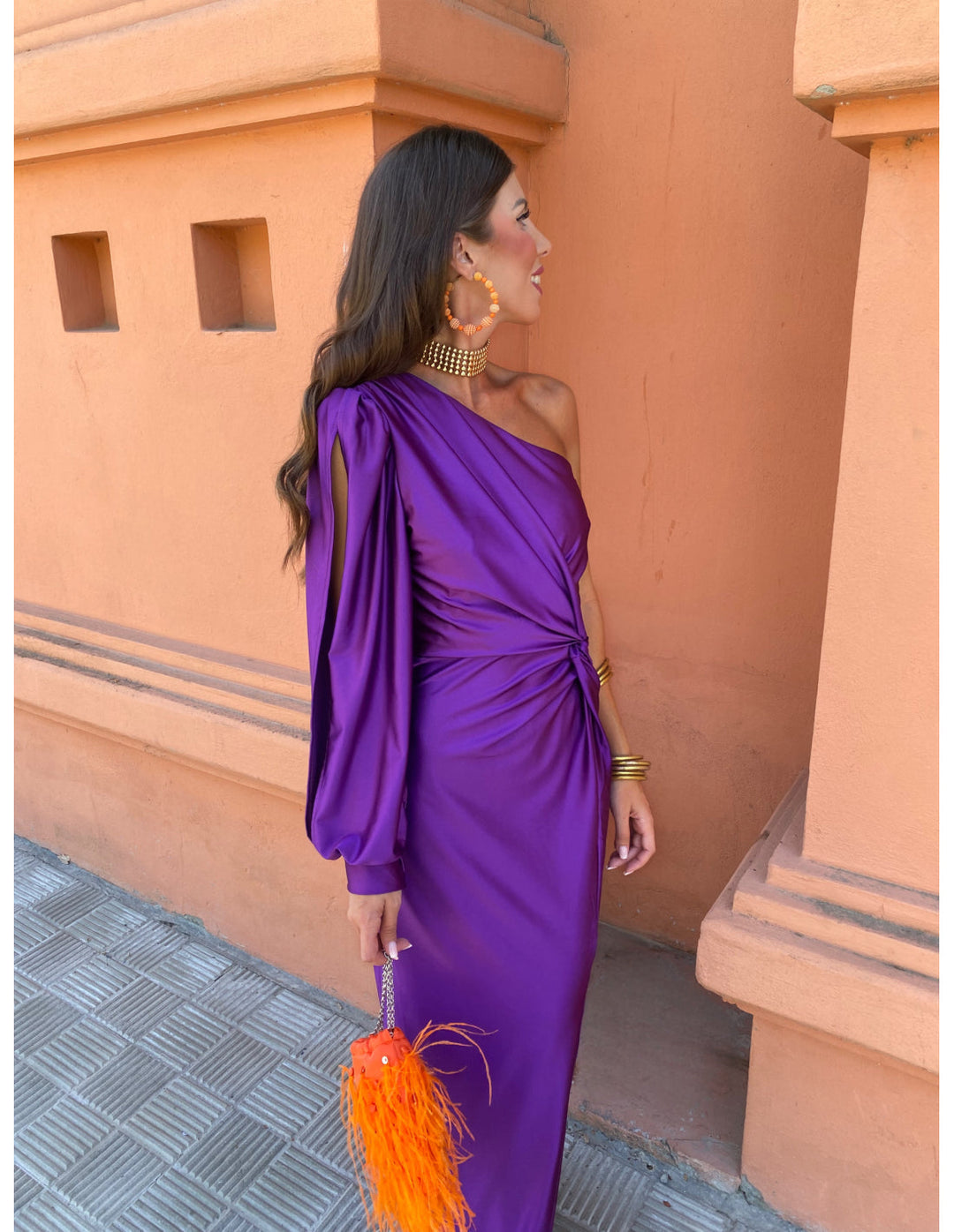 Leonora | One-Shoulder Kleid mit Drapierung & Knoten