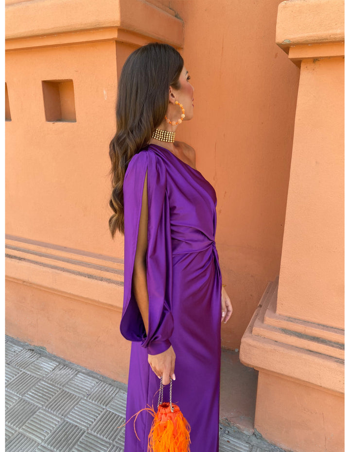 Leonora | One-Shoulder Kleid mit Drapierung & Knoten