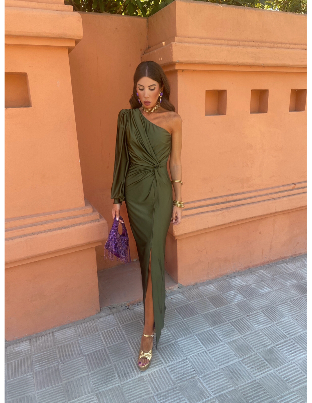 Leonora | One-Shoulder Kleid mit Drapierung & Knoten